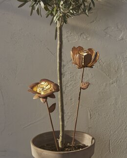 Solcelle-dekoer Blomster 2-pak LED Rust