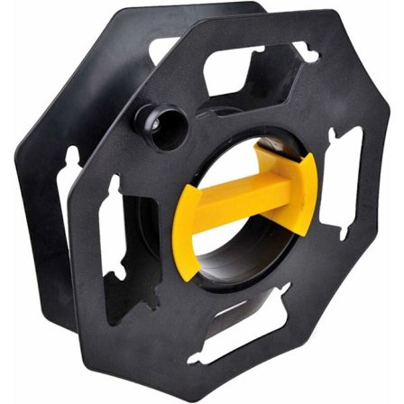 Kabeltrommel for campingvogn, manuell, tom, for camping og husholdning, opptil 25 m kabel, plast, svart og gul