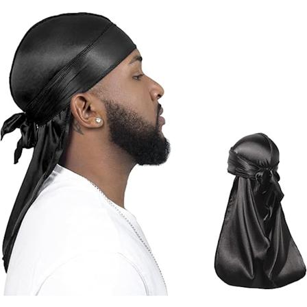 2 kappaleen silkkistä Durag-pakettia miehille ja naisille, ensiluokkainen satiininen Deluxe Du-rag