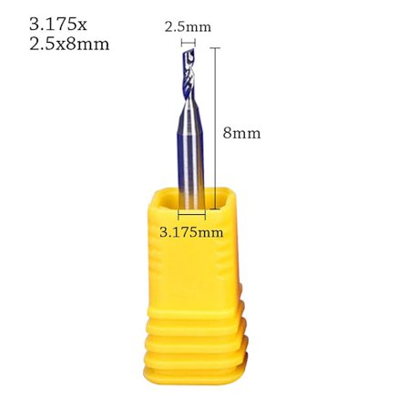 Endefræser Spiral hårdmetal fræser 3.175X2.5X8MM