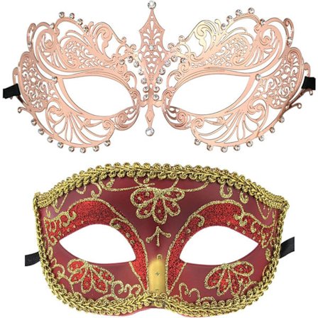 2 Pakkesett Masker Maskerade Ball Halloween Kostymer Mardi Gras Party