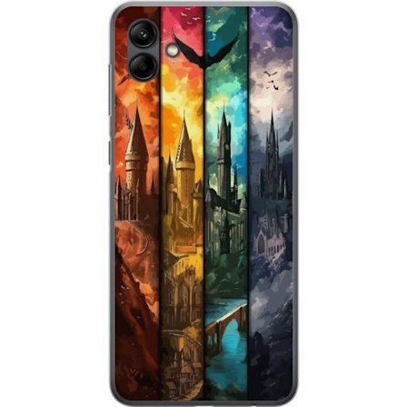 Kompatibelt Mobilskal till Samsung Samsung Galaxy A05 Fyra magiska slott i olika elementfärger, episk fantasykonst med eld vatten luft och mörker i