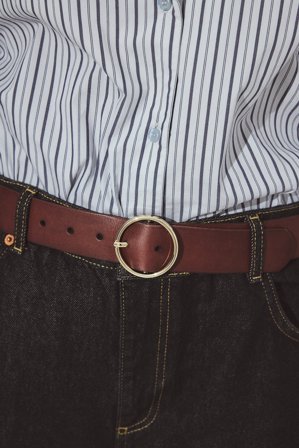 Premium Selection Ceinture en cuir à boucle ronde - Ceintures - Marron - S / M