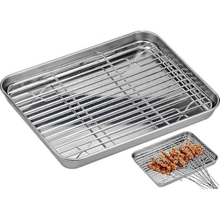 Wandefol Bakebrett + Kjølerist, 26,5 x 20 x 2,5 cm Universelt Bakebrett i Rustfritt Stål Rektangulært Bakebrett