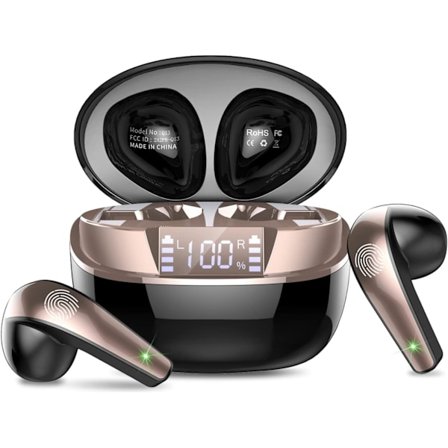 Trådlösa Hörlurar, Bluetooth 5.3 Hörlurar med HD-mikrofon, HiFi-stereoljud, Dubbel LED-display Touch Control Trådlösa Hörlurar, 40 Timmars Spela Tid 