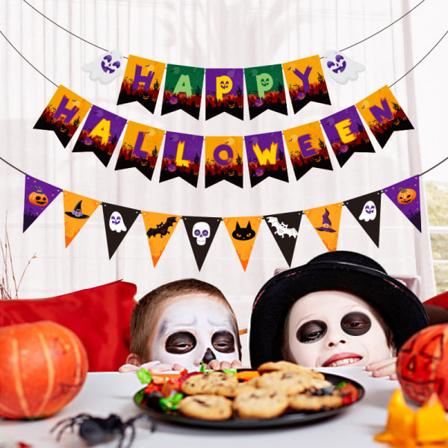 Halloween-vetolippu Halloween-ripustuskoriste Pumkin-koristelippu Kurpitsa Lepakko Ripustusvetolippu Koriste Halloween B