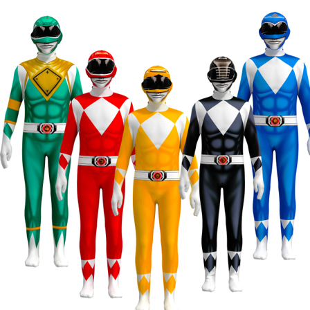 Newadult Kids Power Rangers Mighty Morphin Jumpsuit Party Fancy green 140
