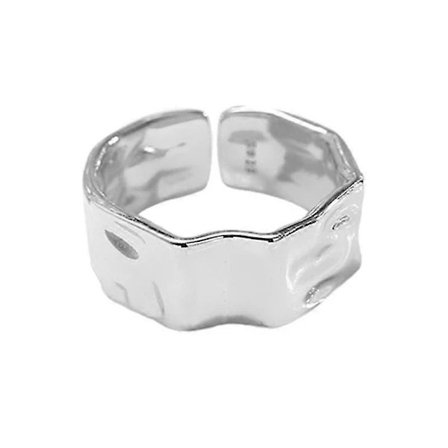 Silverring med oregelbunden roterande öppning, justerbar ring