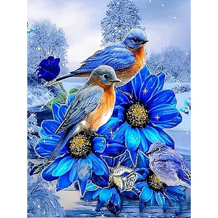 (30 × 40 cm) Pyöreä timanttimaalaussarja, 5D timanttimaalaussarja Blu