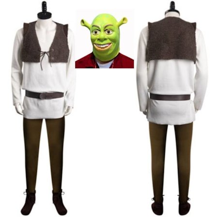REA Shrek Kostymesett Maske for Menn Barn Alien Cosplay Halloween Karneval Antrekk Kostyme+Maske