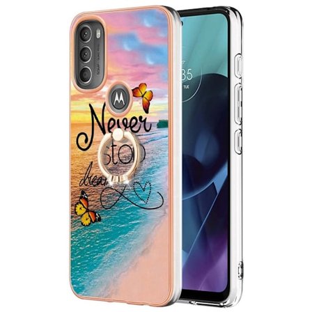Marble Mønstret Cover med Ring Holder til Motorola Moto G71 5G - Never Stop Dreaming