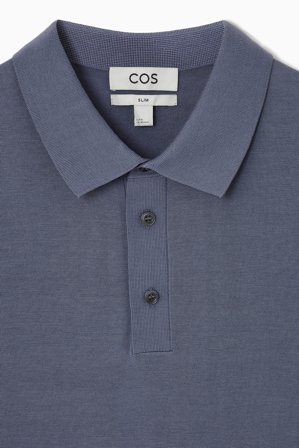 COS Men's Polo Slim In Maglia Di Seta in Blu