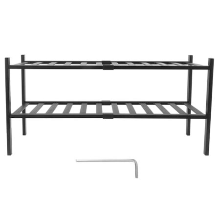 Bambus skoreol vandtæt multifunktionel stabelbar fritstående skoreoler til altan indgang sort 2 niveauer