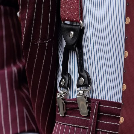 Wide Dotted Burgundy Clip-On Braces for Men - Clip-on braces & suspenders