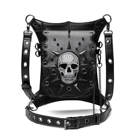 Steampunk Midjeveske Fanny Pack Hodeskalle Lær Lår Hofte H