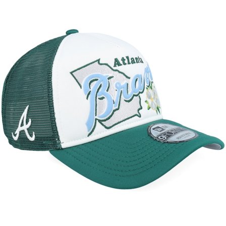 New Era - MLB Groen trucker Cap - Atlanta Braves State Flower White/Green A-Frame Trucker @ Hatstore
