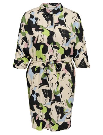 Carisidora Life 3/4 Knee Shirt Dress Aop Cream ONLY Carmakoma