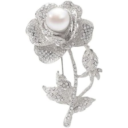 Brosje Pins Sølv Rose Brosje Enkelt Rhinestone Brosje For Kvinner Elegant Klesdekorasjon Smykke