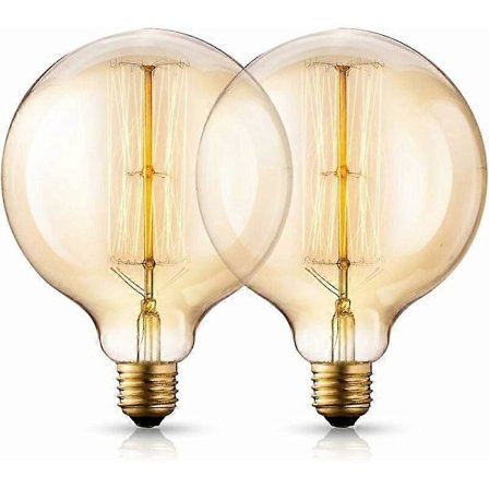 Sæt med G125 King Size Globe Vintage Edison, 40W E27 Gammeldags - Industri - Dæmpbar - Dekorative Glødepærer, 2-pak_MGF