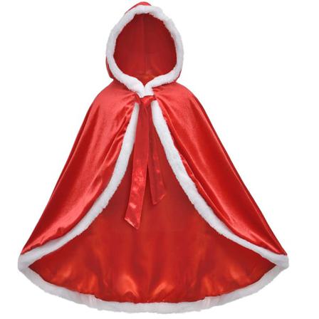Tjejer Hooded Prinsessa Cape, Halloween Jul Sammet Röd 120cm