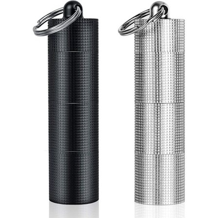 2 stk. bærbar daglig pilleæske, 3 rum aluminiumslegering vandtæt pilleæske dispenser, lille lomme pillebeholder, nøglering pillebrik, rejsepilleholder