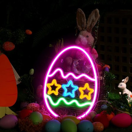 Påskeæg Neonskilte, Påskepynt Lysende LED Neonskilt Væg Bar Stueindretning til Forårspynt Fest Hjem Soveværelse Bord, Påskegaver