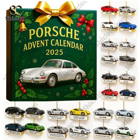 Joulun adventtikalenteri, Porsche Ford Mustang -joulun alennuslaskenta joulukuusenkoriste akryyliriipus, adventtikalenteri 2025 Porsche Blind Box