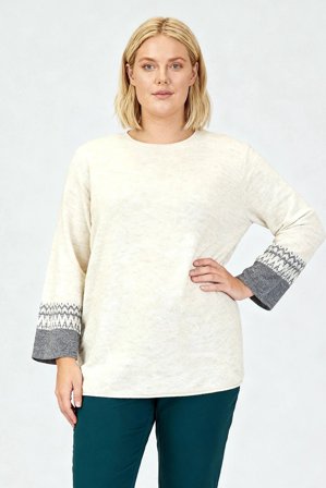 CISO - Langærmet Strik - Beige / Grå