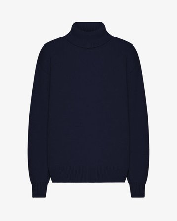 Merino Wool Turtleneck - Navy Blue