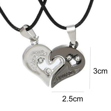 2st Enkel Titan Stål Kärlek Strass Par Halsband