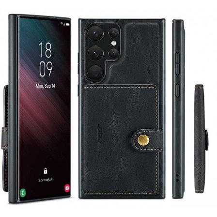 Samsung S23 Ultra Støtsikkert Deksel med Magnetisk Kortholder JeeHood Svart_max