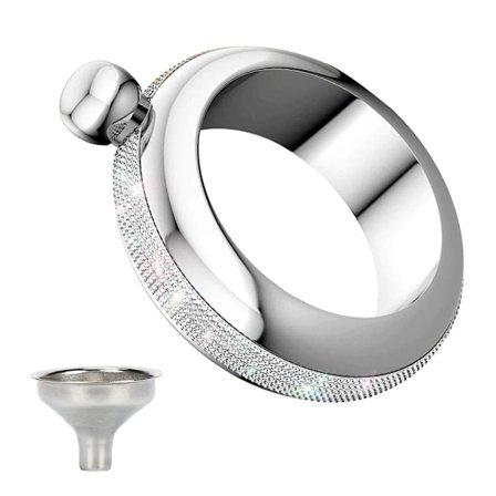 Rannekorupullo juhliin, glitter-ruostumattomasta teräksestä valmistettu AB-kristallein koristeltu kannettava pullo naisille{HH}