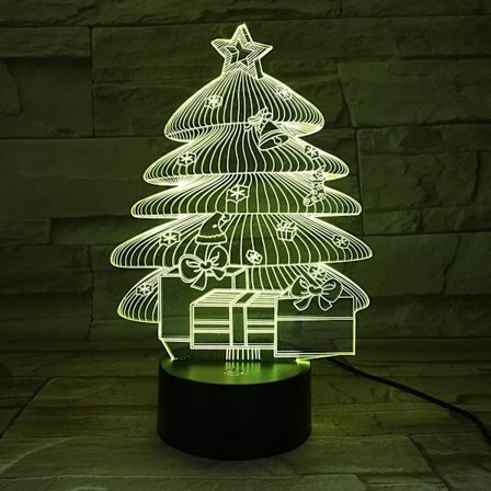 Uruzuo Glædelig Jul Træ Julemand 3D Illusion Natlys Legetøj Snemand Lampe, Skrivebord Julelys Fødselsdag Dekorationer Gaver Fest Værelse Dekoration