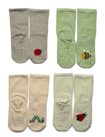 Lindex Socks 4 P W Pattern - Green - 13/15