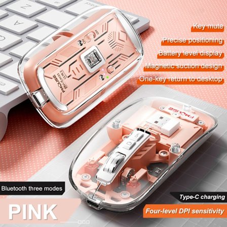 Transparent trådløs mus Oppladbar ROSA