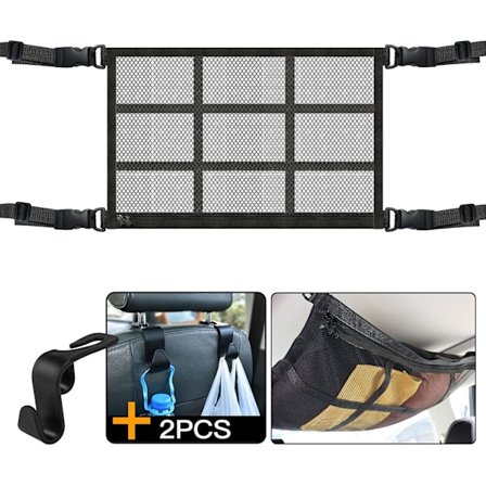 Justerbara takkrokar för bil, universella interiörtillbehör för att bära matvaror, kläder, flaskor, ventilerande hållbar dubbellagersdesign (Stödjer