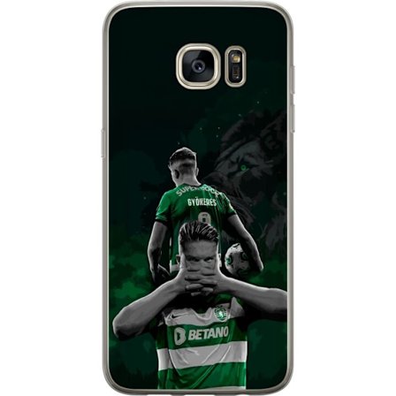 Yhteensopiva Puhelinkuori Samsung Galaxy S7 edge Neonmotiivi, jossa teksti "Gaming is in my DNA" sinisenä ja punaisena tiiliseinällä, jossa loistava D