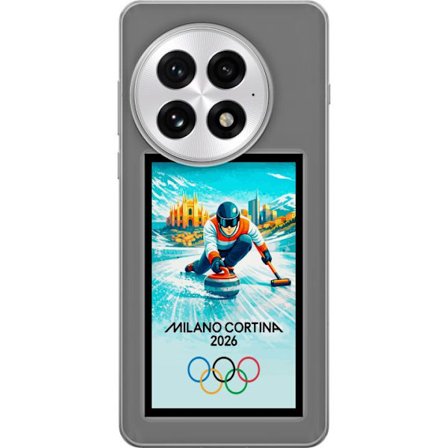 Yhteensopiva Puhelinkuori OnePlus 13 Jääkiekkoilukuva, jossa pelaajat liikkuvat jäällä, Milano Cortina 2026, Milanin maamerkit ja olympialaisten renka