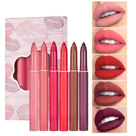 6 Färger Matt Läppstiftkrita Set, Vattentätt & Långvarigt