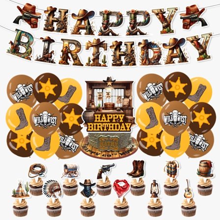 Wild West Cowboy Party Dekorationssett Vill Vesten Tema Banner & Hengende Virvel Bursdagsfest Tilbehør