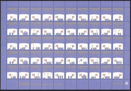 Danmark - julmärkeark 1976 - Takket - Ufoldet