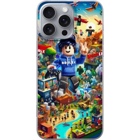 Yhteensopiva Puhelinkuori Apple Apple iPhone 16 Pro Max Suuri yksityiskohtainen Roblox-maailma täynnä hahmoja, seikkailuja ja värikkäitä ympäris