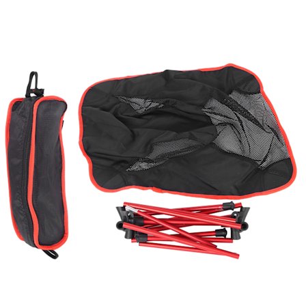 Bärbar stol i aluminiumlegering, hopfällbar utomhusstol med förvaringsväska för camping, grillning, fiske, röd