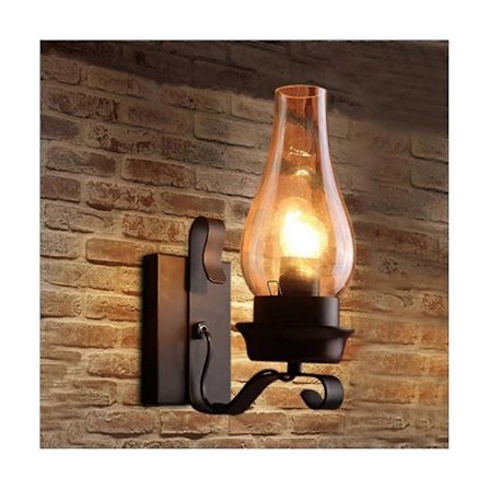 Vintage Industriell Retro Vägglampa Rustik Remskiva Inomhus Vägglampa Armatur Kompatibel med Sovrum Balkong Co-Yvan