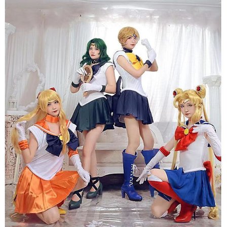 Anime Sailor Moon Cosplay-asu Anime-hahmon mekko Vestido Halloween-asut naisille Puku Peruukki Loli-vaatteet Juhlaunivormu
