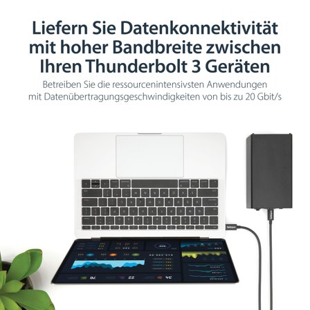 StarTech 20Gbps Thunderbolt 3 Cable - 3.3ft/1m - Black - 4k 60Hz - Certified TB3 USB-C to USB-C Charger Cord w/ 100W Power Delivery (TBLT3MM1M) -