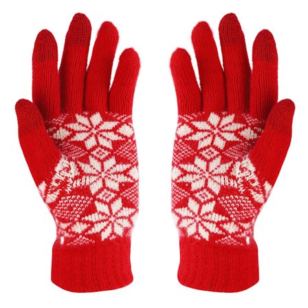 Julehandsker, vinterhandsker til kvinder med rensdyrmotiv, dobbelt lag for at holde varmen, søde vinterhandsker til kvinder og mænd til jul