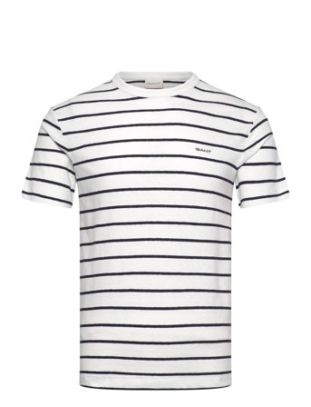 Cotton Linen Stripe Ss T-Shirt White GANT