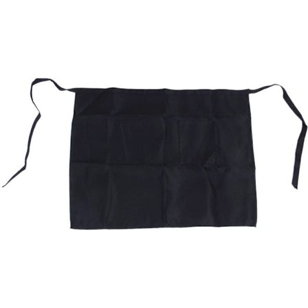 Sort Halv Forklæde Dame Tjener med 2 Bar Lommer Kort Talje Solid