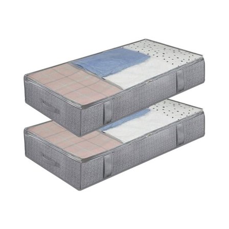 2-osainen kangasvarasto sängyn alla vetoketjulla, harmaa